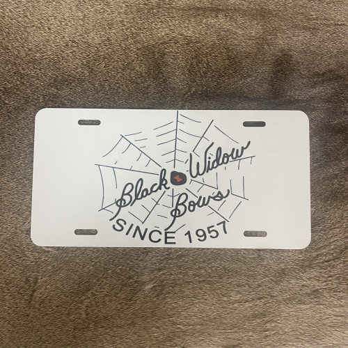 #823 Black Widow License Plate Frame-WHITE